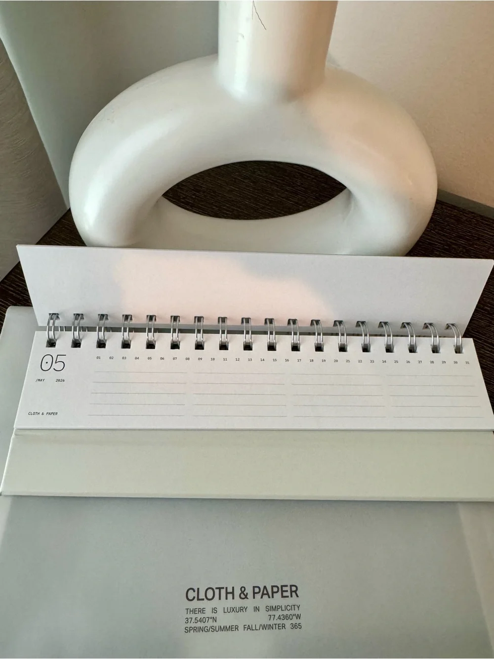 Cloth & Paper 2026 White Desk Calendar